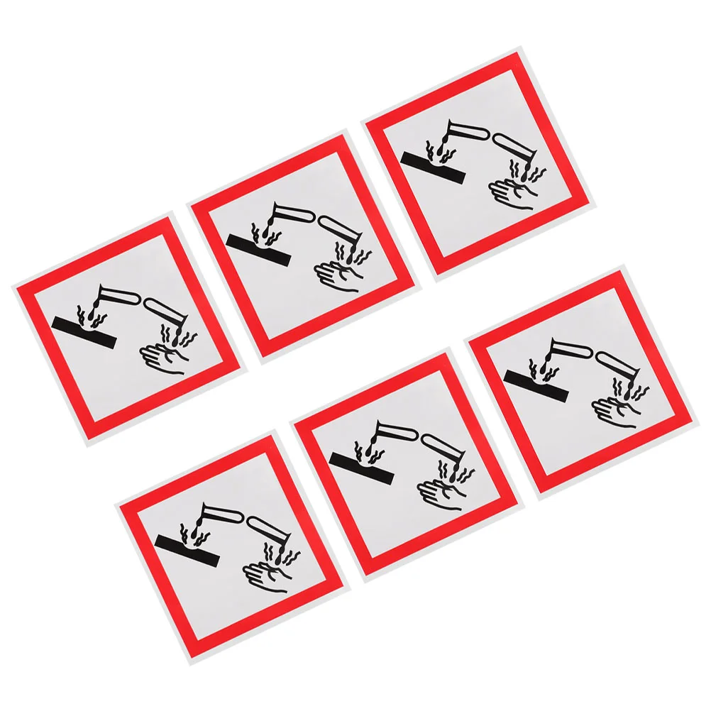 

6pcs Corrosive Material Label Stickers Adhesive Safety Signs Hazmat Warning Caution Sign Corrosive Danger Adhesive Decal