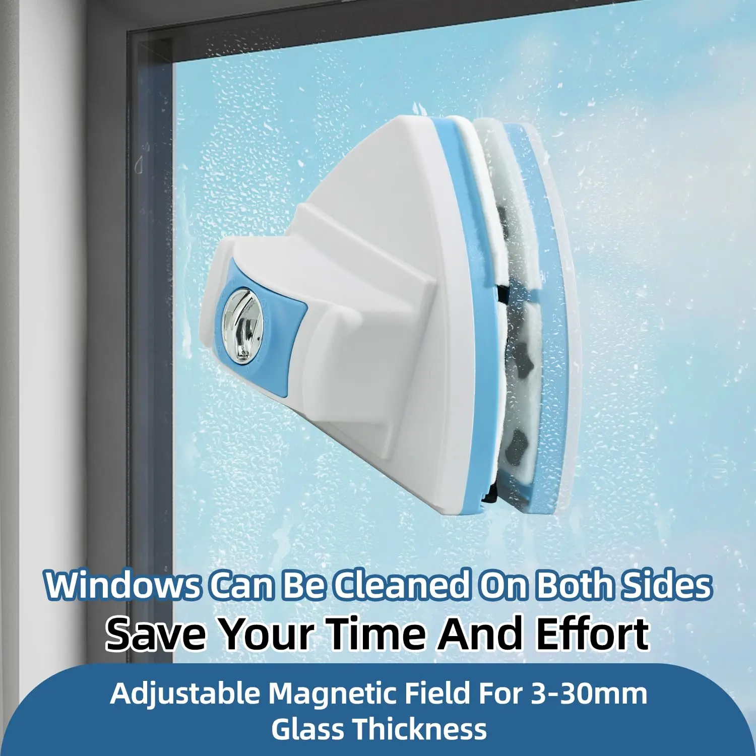 Magnetic Window Cleaner Tool Glass Wiper Adjustable Magnet Window Washer Double-Sided High-Rise Windows Cleaning Brush