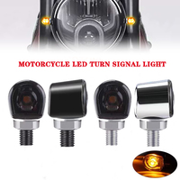 8mm Mini Motorcycle Led Turn Signal Light Smoke Lens Indicators Blinker Lights Amber Flasher Signal Lamp For Honda Cafe Racer