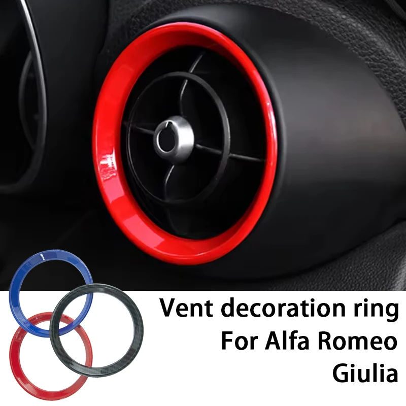 

2 шт., декоративное кольцо для переднего и заднего воздуховыпускного отверстия автомобиля, накладка для Alfa Romeo Giulia, аксессуары для интерьера, наклейки-декора