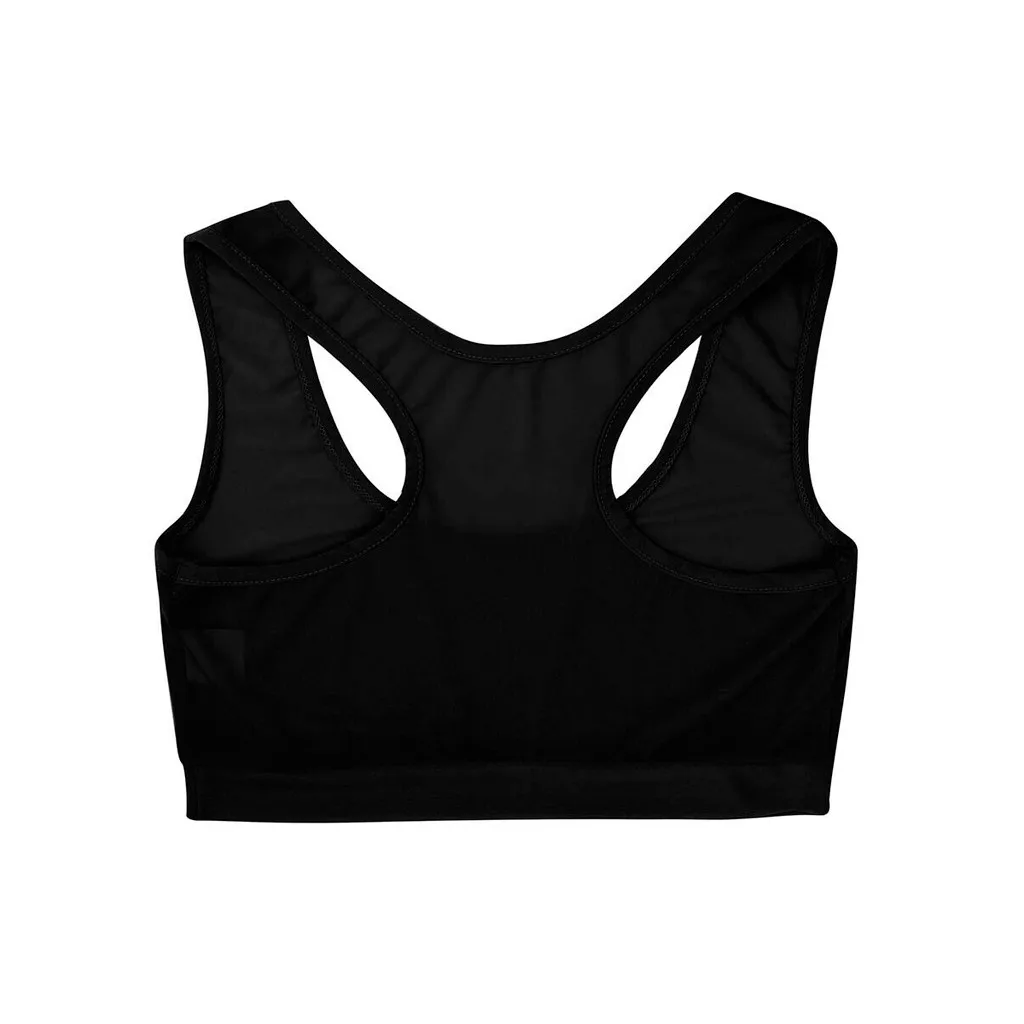 Women\'s casual Black mesh see through bra 2023 women\'s back strap type Crew neck bra Women\'s sports tank top bra