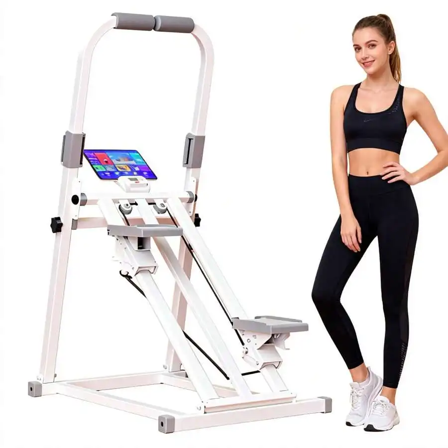 Steppers For Exercise At Home,Step Fitness Foldable Stair Stepper With Handlebar, Adjustable Resistance,Timer & Phone Holder,Quiet Climber Cardio Equipment,440lb Capacity For Home Gym