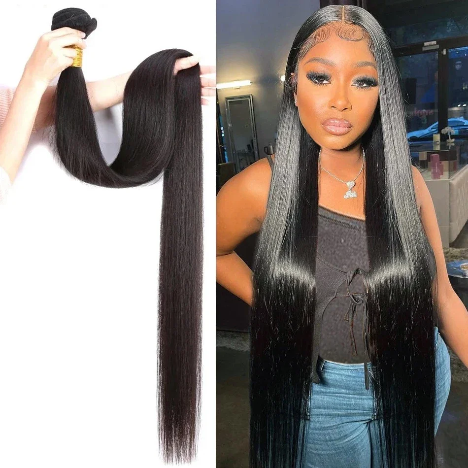 30 36 Inch Bone Straight Human Hair Weave Bundle 2 3 4 Bundles Raw Virgin Remy Indian Doule Drawn Wholesale Natural