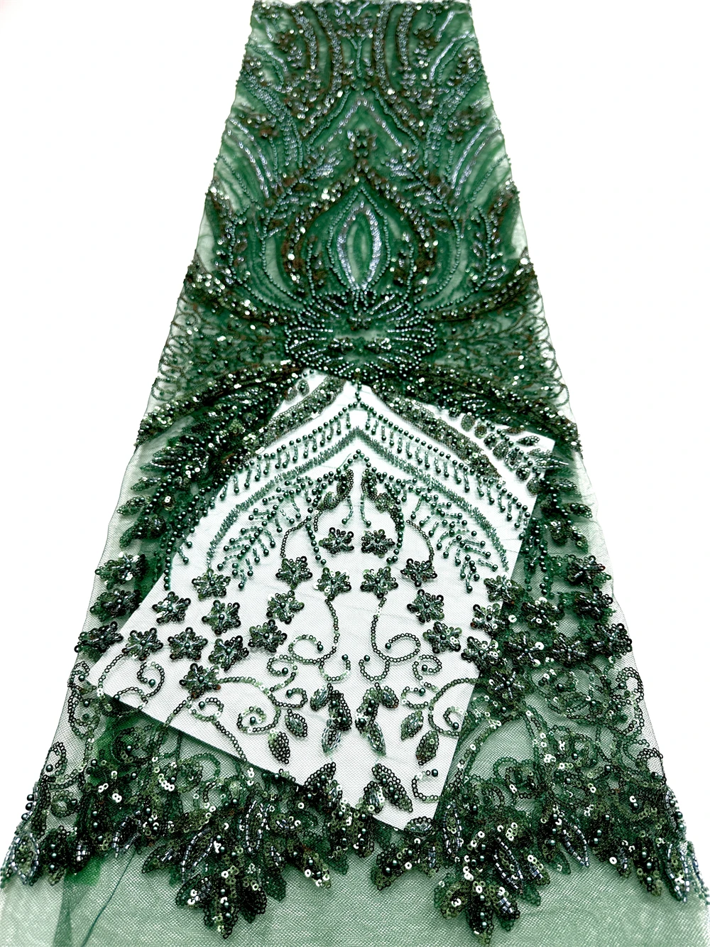 

African Sequins Beads Lace Fabric 2026 White High Quality French Mesh Tulle Embroidery Wedding Bridal Lace Material Sewing