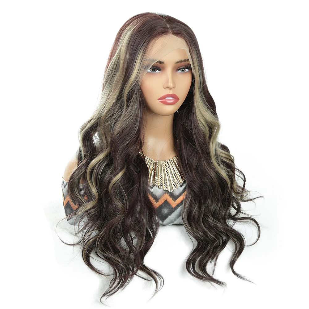 Alibaby Synthetic Lace Front Wigs For Women 13x4 Pre Plucked Wear And Go Pre Cut Glueless Wig Ombre Blonde Lace Wig