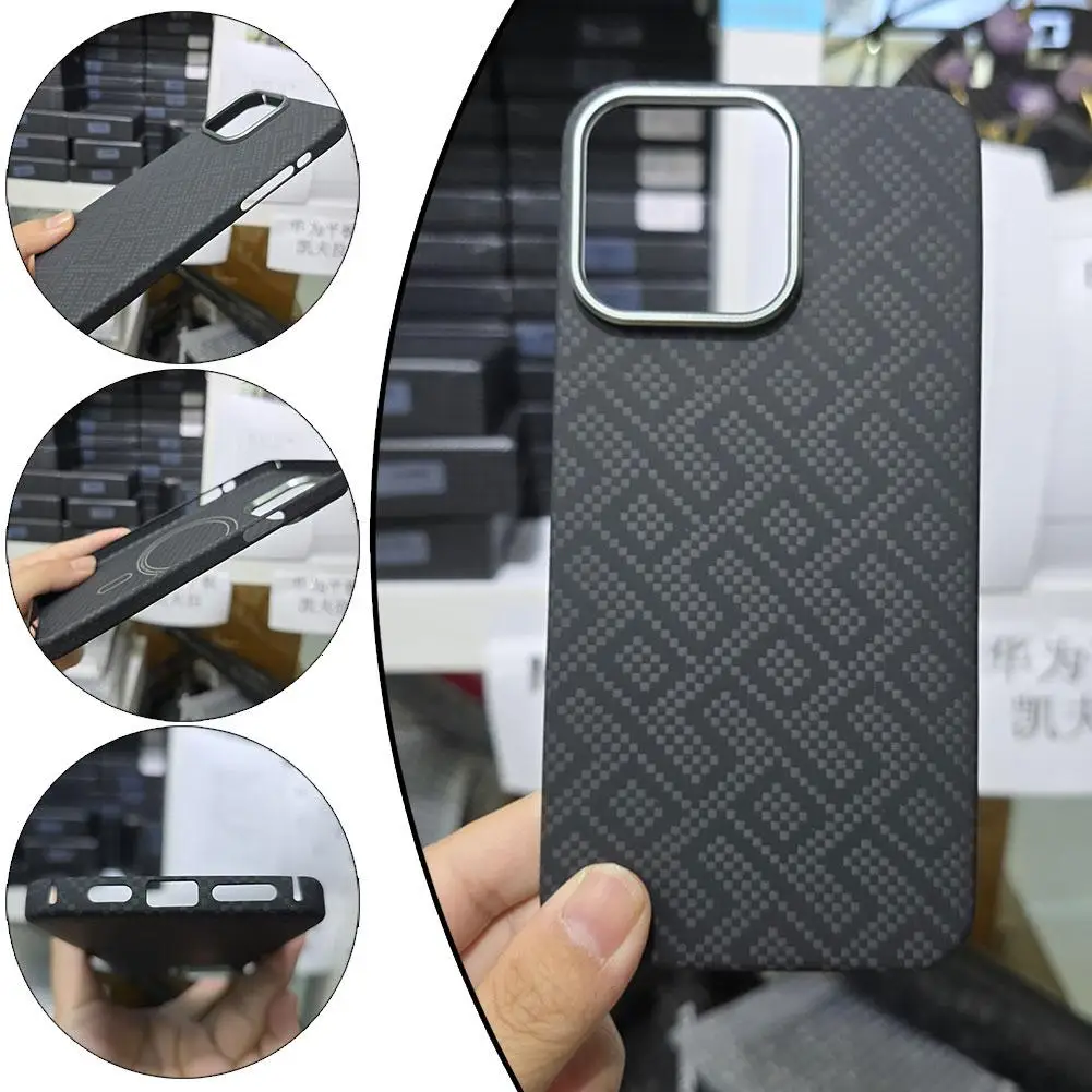 Carbon Fiber Phone Case Aramid Fiber Magnetic Phone Case For IPhone 16pro/promax Protective Cover Business Woven Phone Case