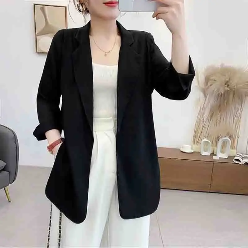 Advanced Sense Women Korean Leisure Solid Color Sunscreen Small Blazer Top Female Summer Thin Style Sunscreen Small Suit  Jacket