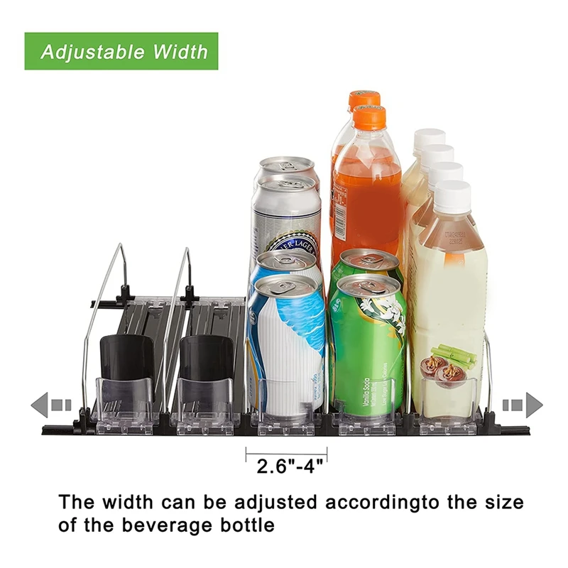 Soda Can Dispenser For Refrigerator With Adjustable Pusher Glide - Perfect For Soda, Beer, And Other Beverages