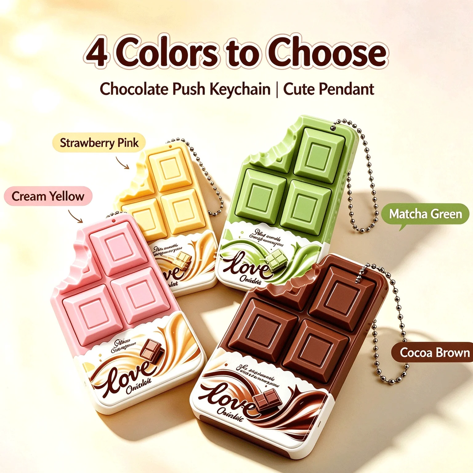 Fidget Toy Simulated Chocolate Clicker Keychain Crisp Press Sound Stress Relief Anti-anxiety Sensory Toy Creative Gadgets