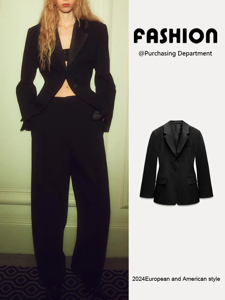

Spring New Arrival Women's Slim Fit Long Sve Suit Jaet Waist Cinching Commute Friendly Single Button Closure Outerwear