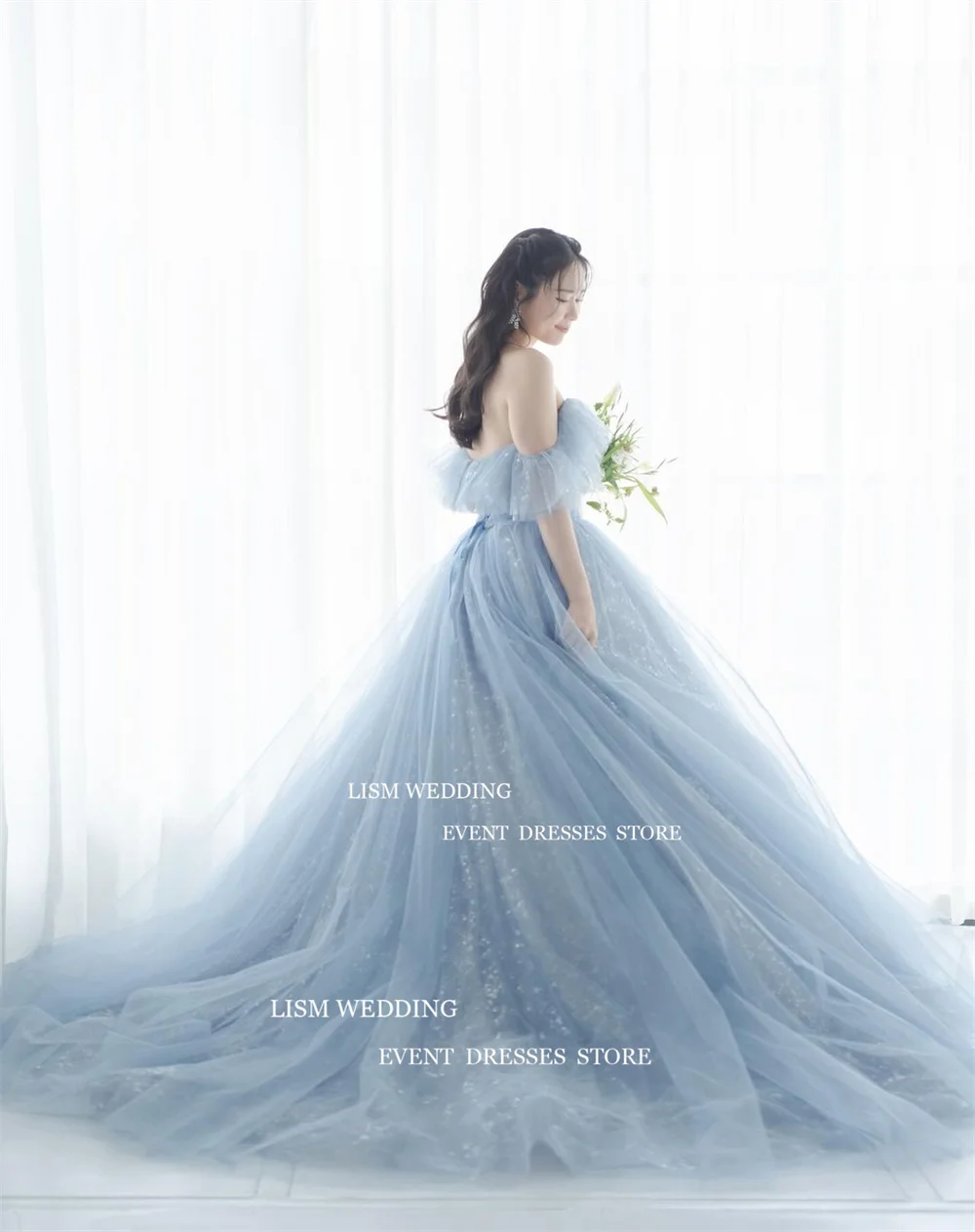 LISM Elegant Sweethaert Korea Wedding Party Evening Dresses For Photoshoot Off Shoulder Corset Back Long Party Formal Dress image 2