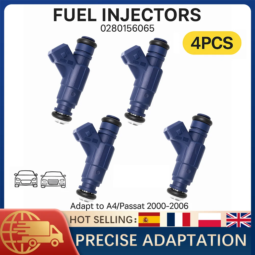 

4PCS Fuel Injectors 0280156065 For Audi A4 A4 Quattro VW Passat 1.8L Turbo 2000-2006 OE 06B133551M Auto Fuel Supply System Parts
