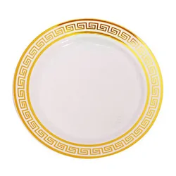 10 Pieces x Home Party Wedding Reuseable Tableware Supplies Golden Rim Round Dessert Plate