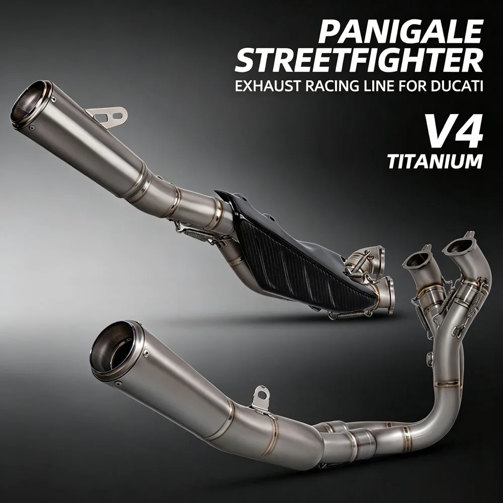For Ducati Panigale/Streetfighter V4/V4R/V4S 2018-2024 Motorcycle Exhaust Full System Manifold With Cover Escape Project Muffler