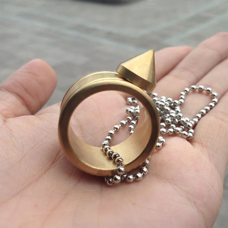 1PC Outdoor EDC Stainless Steel Self-Defense Necklace Ring Broke Window Anti-wolf Protective Tools Punk Rings Brass Tools