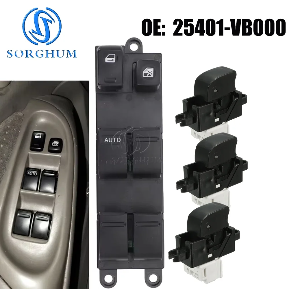 SORGHUM-botón de interruptor de ventanilla eléctrica para conductor delantero izquierdo, 25401-VB000, para Nissan Almera Tino TERRANO II R20 93-07 Sentra 2000-2006