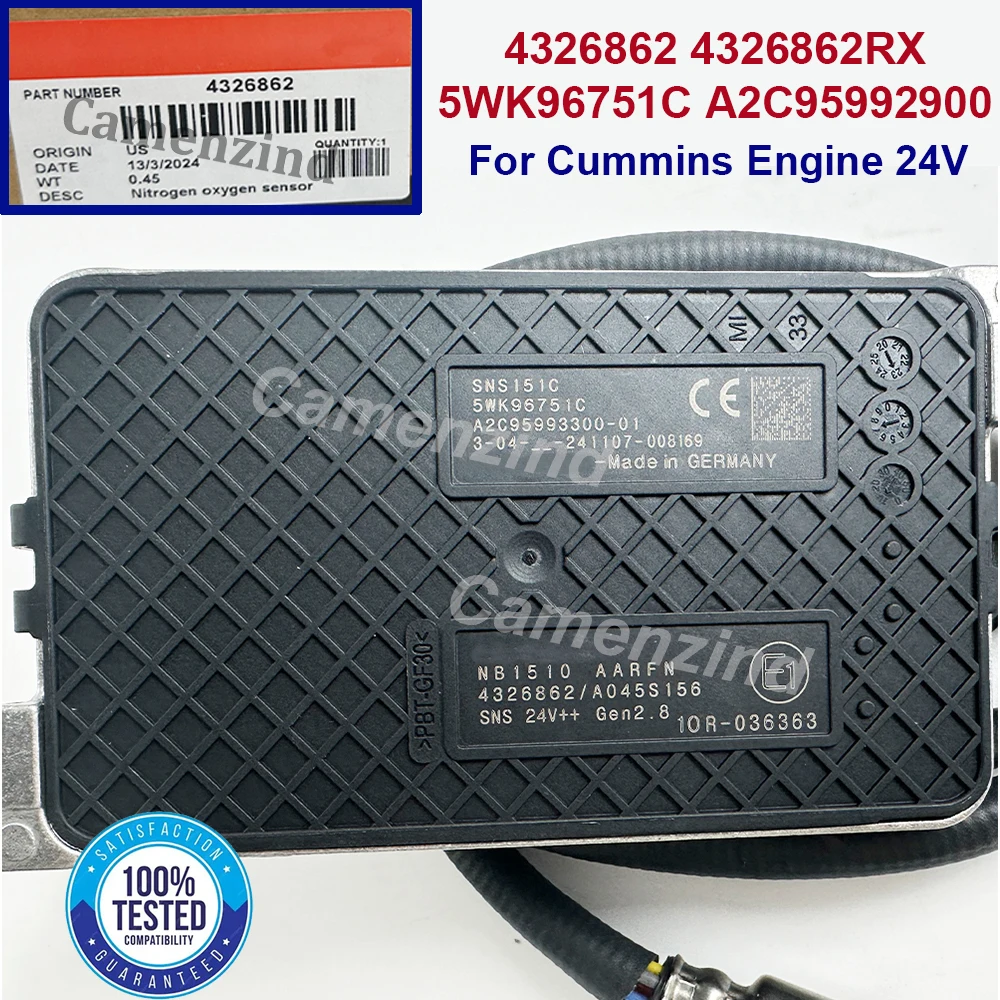 

Новый датчик оксида азота (NOx) OEM 4326862 5WK96751C 4326862RX A2C95992900 для грузовиков, 24В, для двигателей CUMMINS, гарантия 1 год