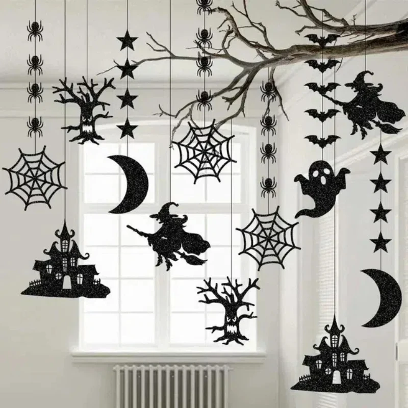 

6PCS Halloween decoration home costume Ghost Witch Hanging Pendant Happy Halloween Decoration for Home Trick or Treat Suppiles