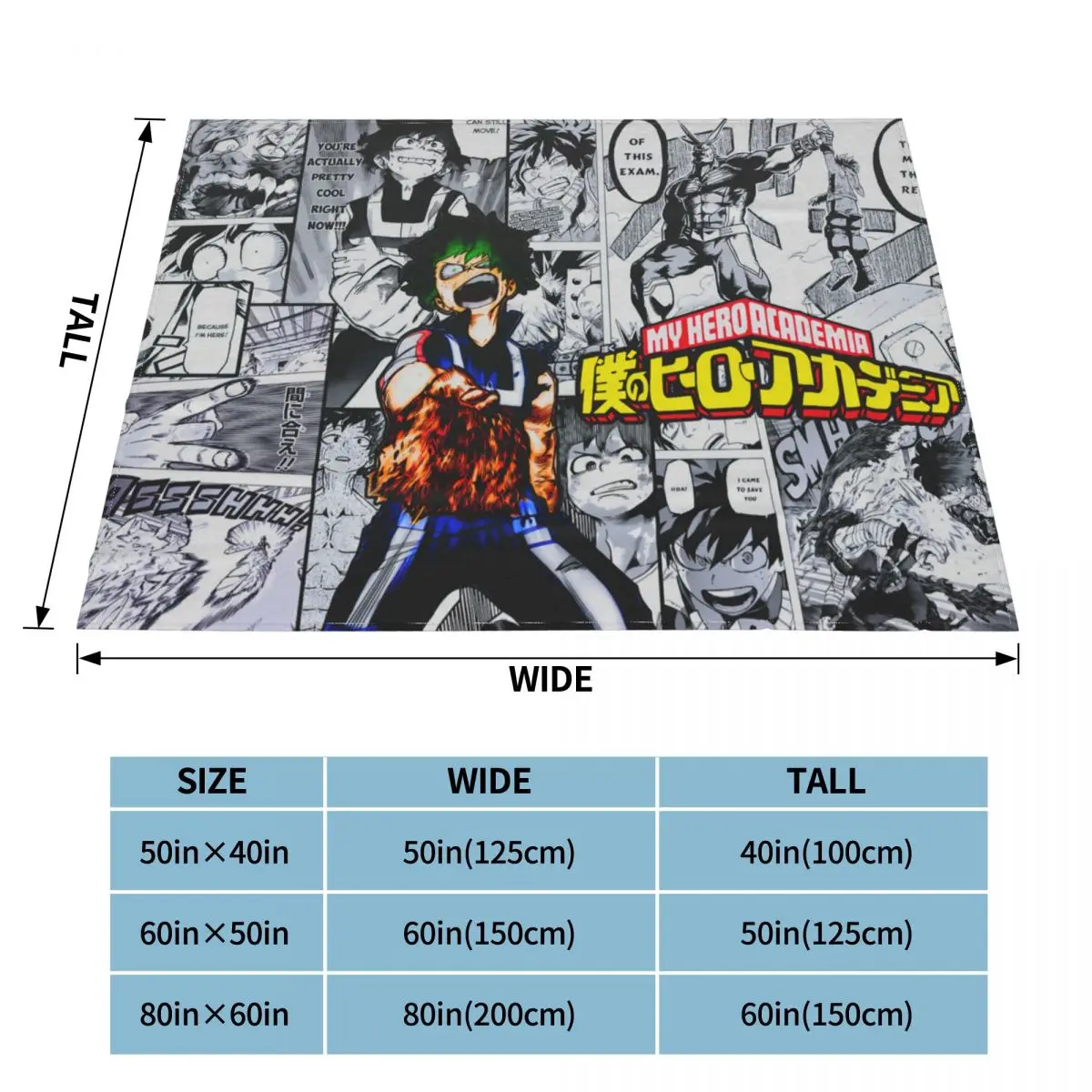 My Hero Academia Anime Blankets Flannel Winter Midoriya Izuku Portable Soft Throw Blankets for Bed Travel Bedding Throws