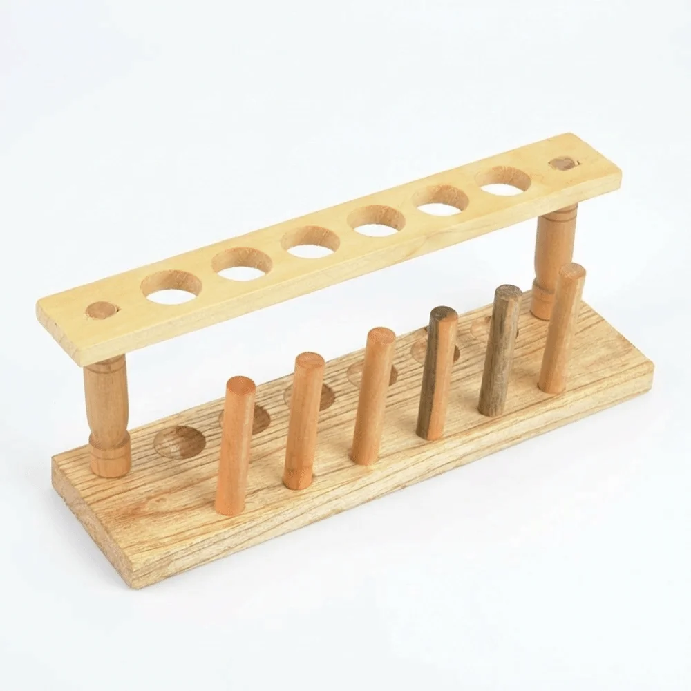 Durable 6/8/10 Hole Test Tube Rack Durable Stable Base Wooden Test Tube Rack Alkali Resistance Wooden Test Tube Stand Research