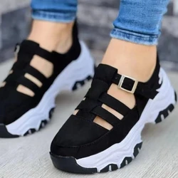 Nowe grube buty z podeszwami wygodne damskie sandały modne damskie buty wszechstronne puste casualowe sandały letnie Zapatos Para Mujeres