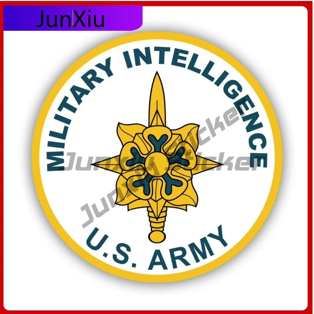 

Military Intelligence Corps Weather Resistant Sun Resistant Funny For Car Body Motorcycle Car Window Removable No Residue