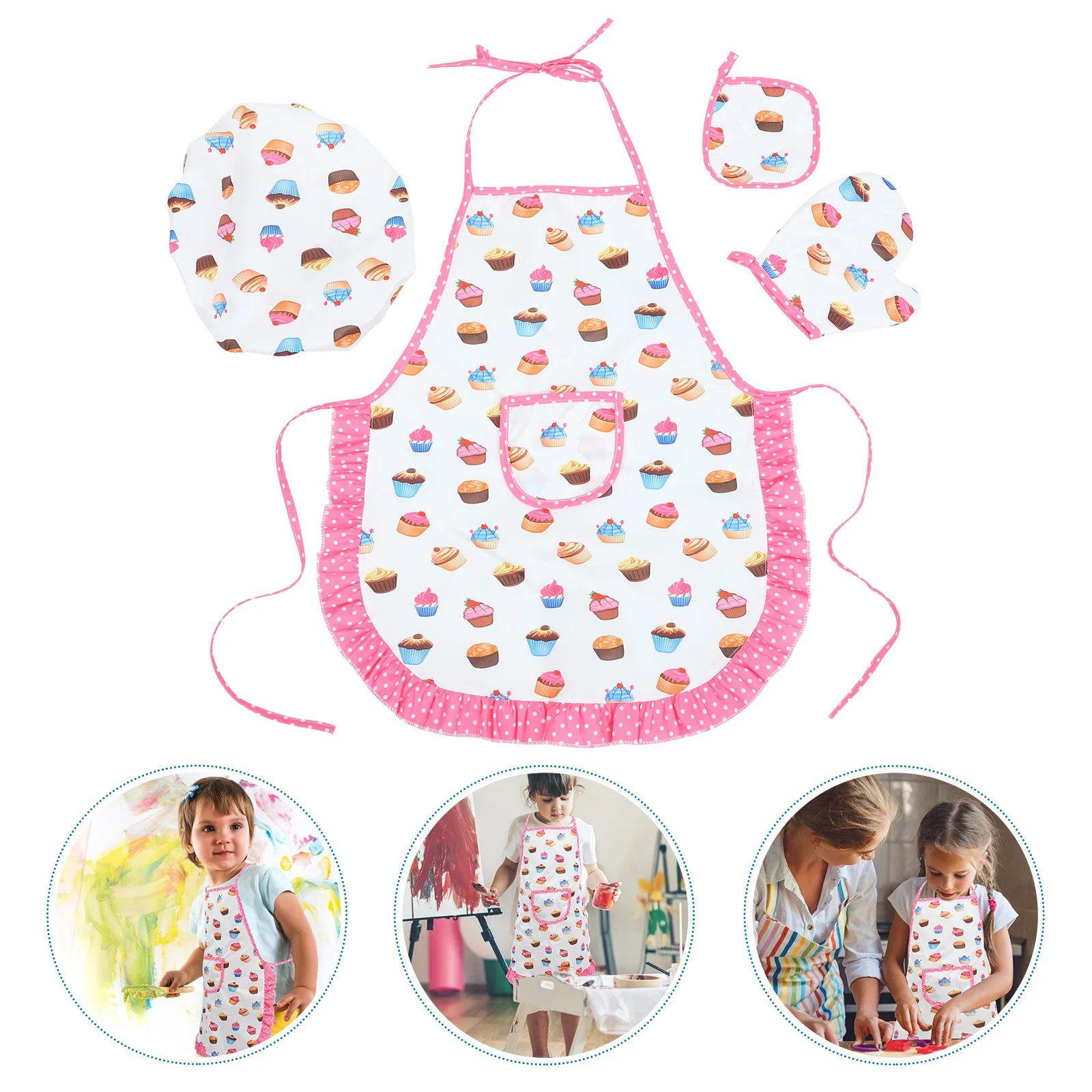 

Kids Toys Children's Apron Aprons for Cooking Smock Accessories 51X40CM White Girls Baby