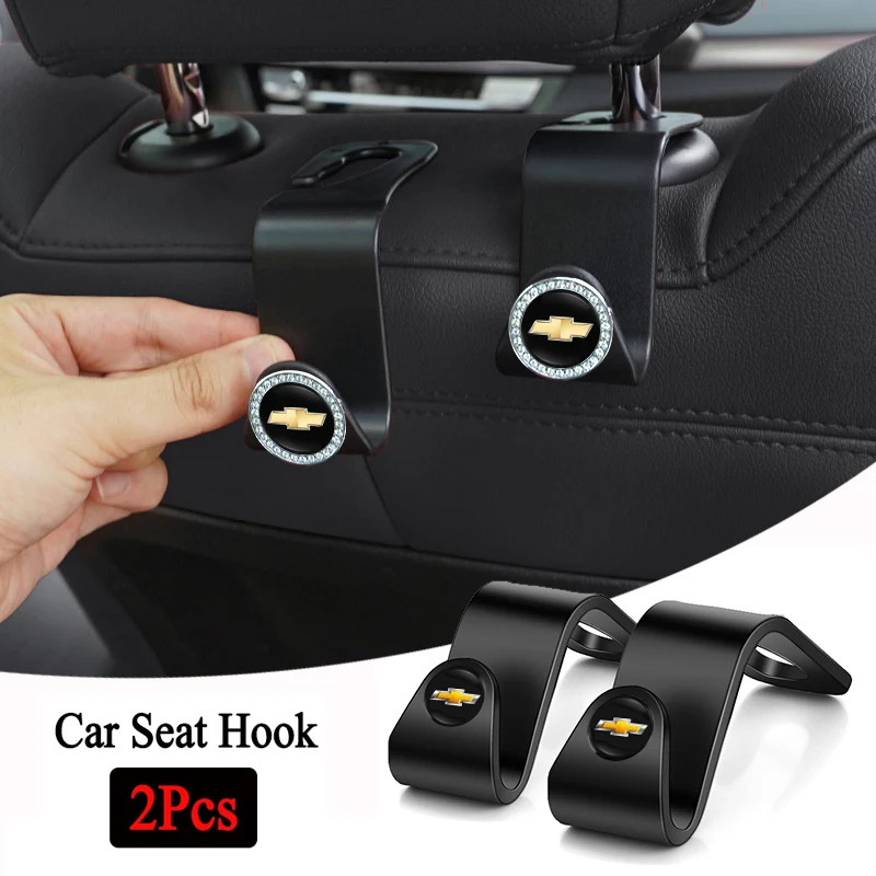 Ganchos portátiles para respaldo de asiento interior de coche, 2 uds., para Chevrolet Cruze Sonic Silverado Corvette Trax Camaro Equinox Z71 Aveo Lacetti SS