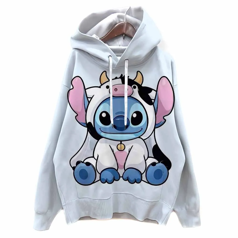 เสื้อฮู้ดดี้ลายดิสนีย์สติทช์แบบพิมพ์ 3 มิติ สำหรับผู้หญิง เสื้อสเวตเชิ้ตมีฮู้ดลำลอง สไตล์สตรีท เสื้อพูลโอเวอร์ Y2K เสื้อแทรคสูท เสื้อโค้ทแบบยูนิเซ็กส์