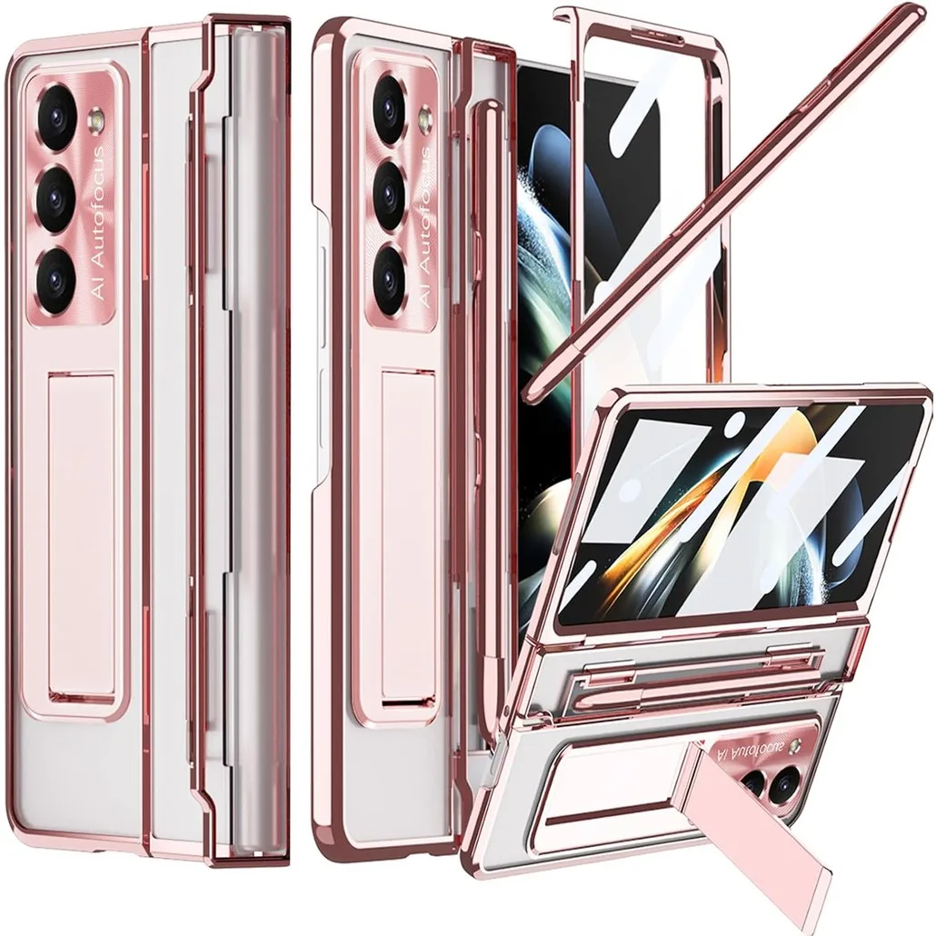 Designed for Samsung Galaxy Z Fold 6 Case with Stylus Pen Screen Protector Kickstand S Pen Holder Hinge Protective Fold 5 4 3