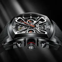 SIBOTTE Mechanical Silicone Week Calendar Mens watches 50M Waterproof Year Month Hollow out watch for men Luminous Luxury Watch