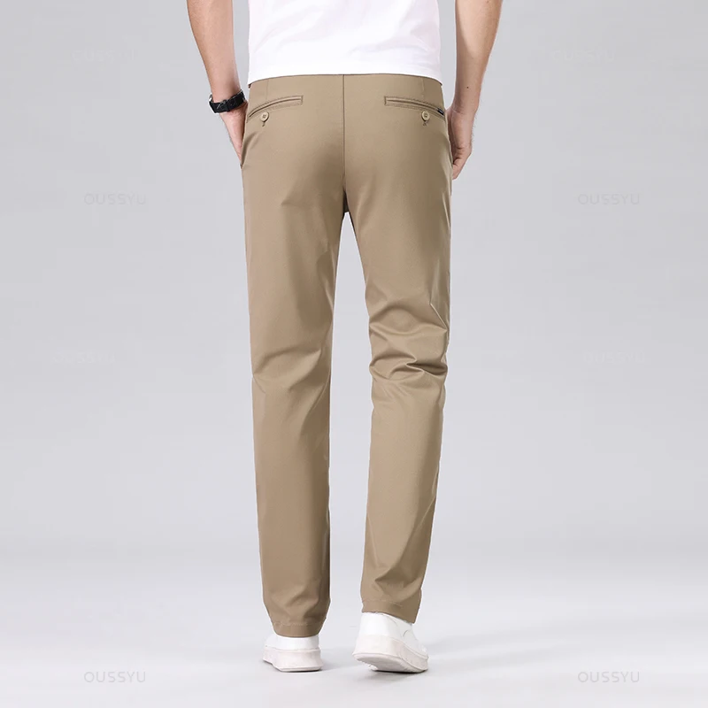 2024 New Spring High Quality Men's Straight Suit Pants Business Fashion Solid Color Casual Formal Trousers Male Plus Size 38 40