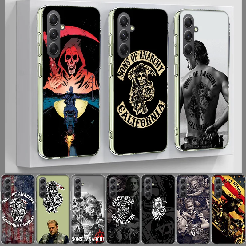 Чехол Sons of Anarchy для Samsung A16 A26 A36 A56 A55 A35 A25 A15 A05S Phone Galaxy Note 20 10 9 8 M52 M51 M30S M32 M12 J8 J6 J4