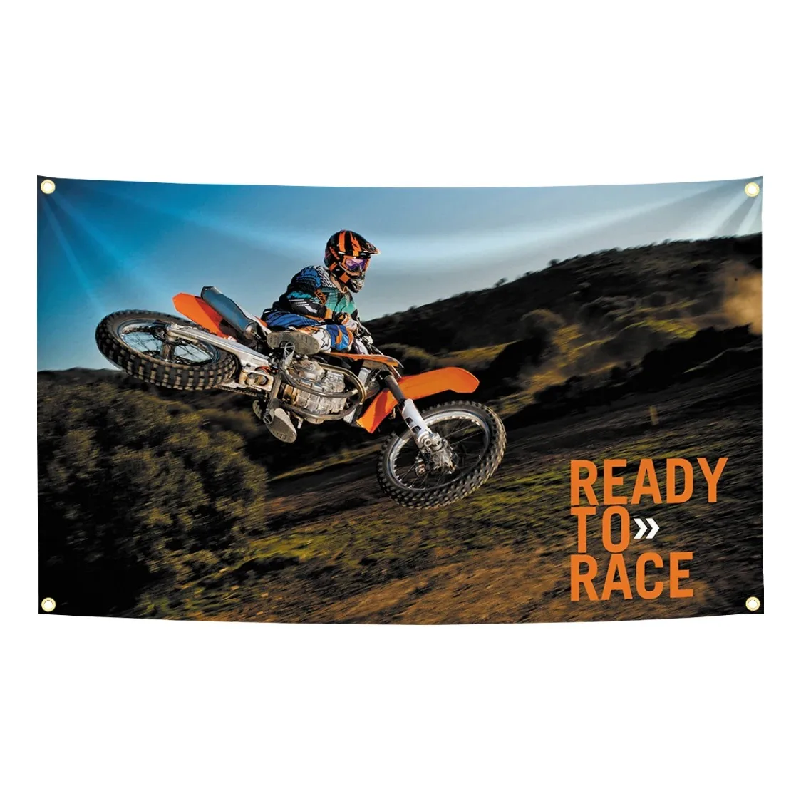 Dirt Bike Ready To Race Flag  Polyester Banner  For Garage Motocross Decor Tapestry