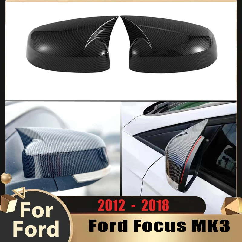 

Крышка бокового зеркала заднего вида, крышка крыла для Ford Focus MK3 2012 2013 2014 2015 2016 2017 2018, чехол из бычьего рога, внешняя дверь, вид сзади