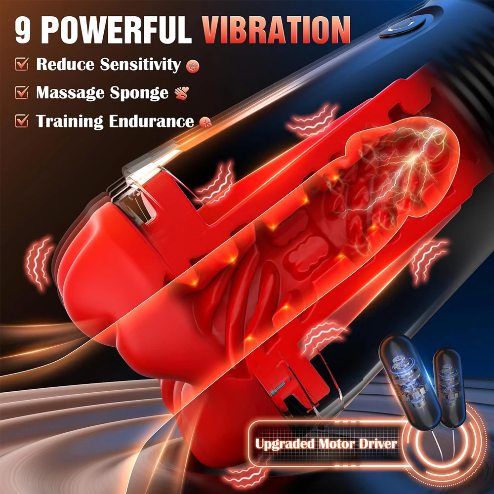 Male Masturbator 5IN1 Male Sex Toy with 9 Vibrating & 3D Mouth Stroker Cup Pocket Pussy Adult Sex Toys & Games Blowjob Toy view 2