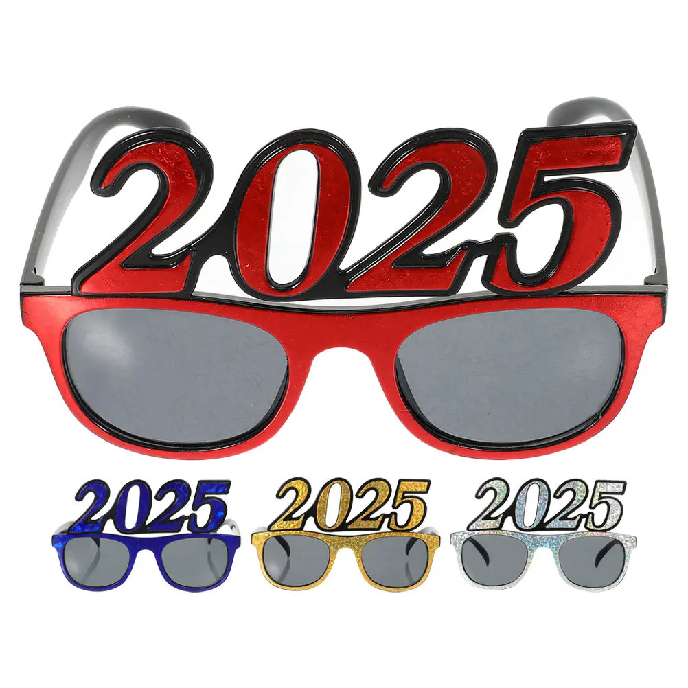 4 قطعة 2025 نظارات حفلات رأس السنة الجديدة مضحك حجر الراين النظارات الدعائم خفيفة الوزن مريحة لوازم صور الحفلات #5