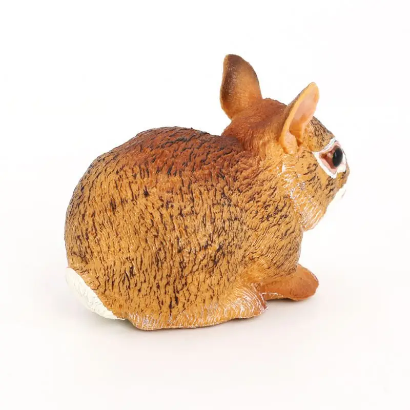 Solid Simulation Wild Animal Rabbit Model Hare Cotton Tail Rabbit Children's Early Education Cognitive Toys Figure Home Ornament