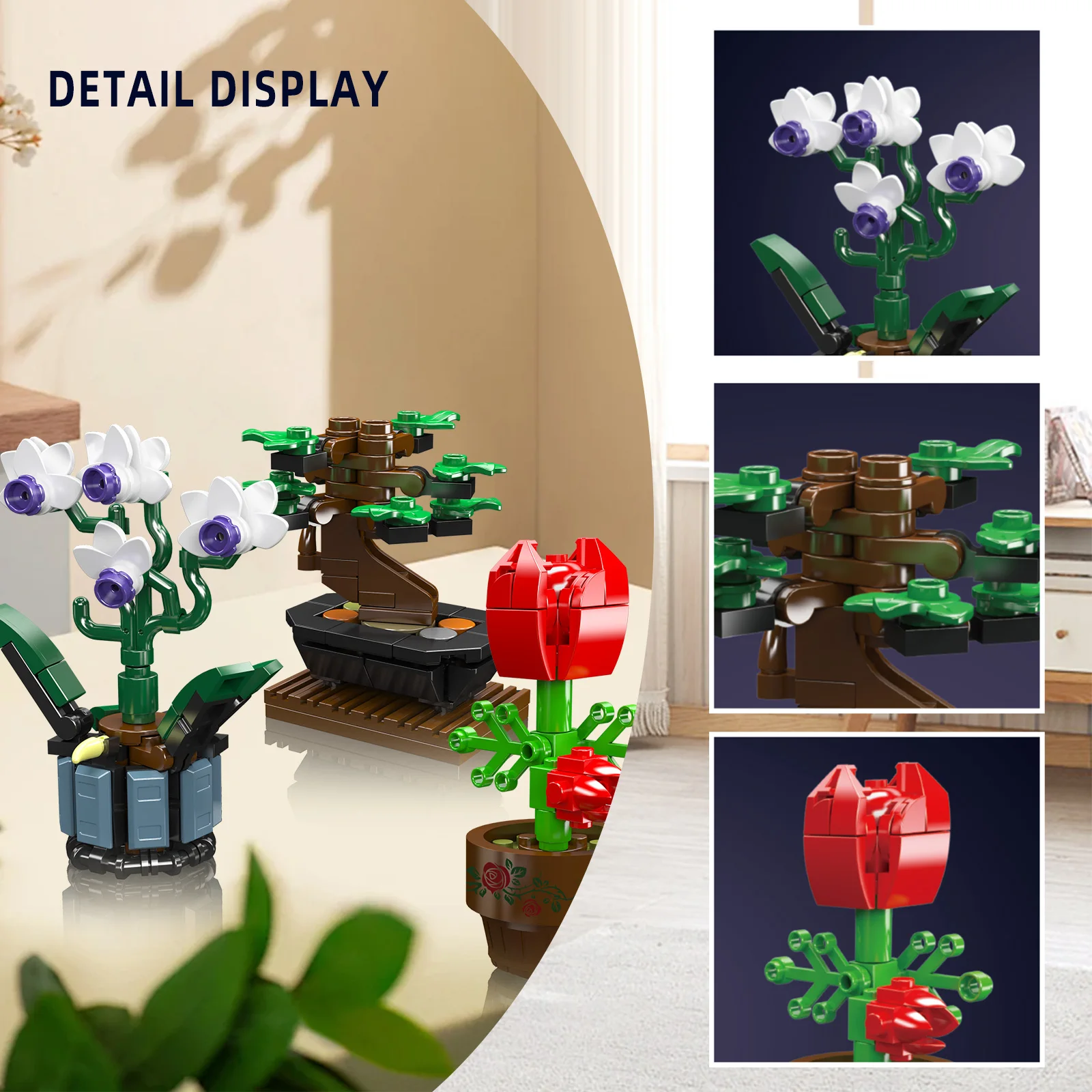 Mould King Tiny Plants Simulation Potted Plants Building Blocks Flowers Bouquet Kid Assembly Handemade Toy Home Decor Girls Gift