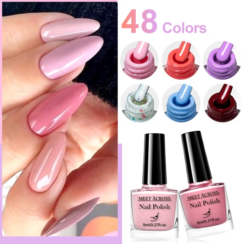 Imagen 2 del producto MEET ACROSS 8ml Rosa Blanco Desnudo a base de agua Esmalte de uñas Botella de vidrio Esmalte de uñas Diseño DIY No necesita lámpara