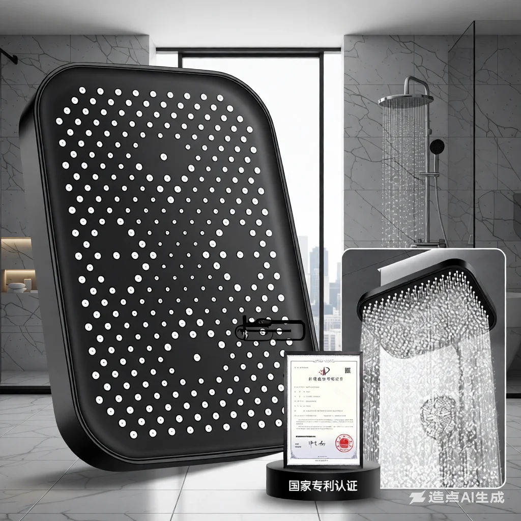 Ceiling-mounted shower head, shower head with increased pressure, large overhead shower head, large water output for bathing