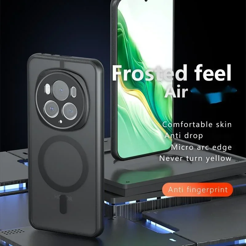 for Magsafe Shockproof Acrylic Phone Case for Honor Magic 6 Pro Hard Bumper Matte Cover Magnetic Shell for Magic 7 Pro