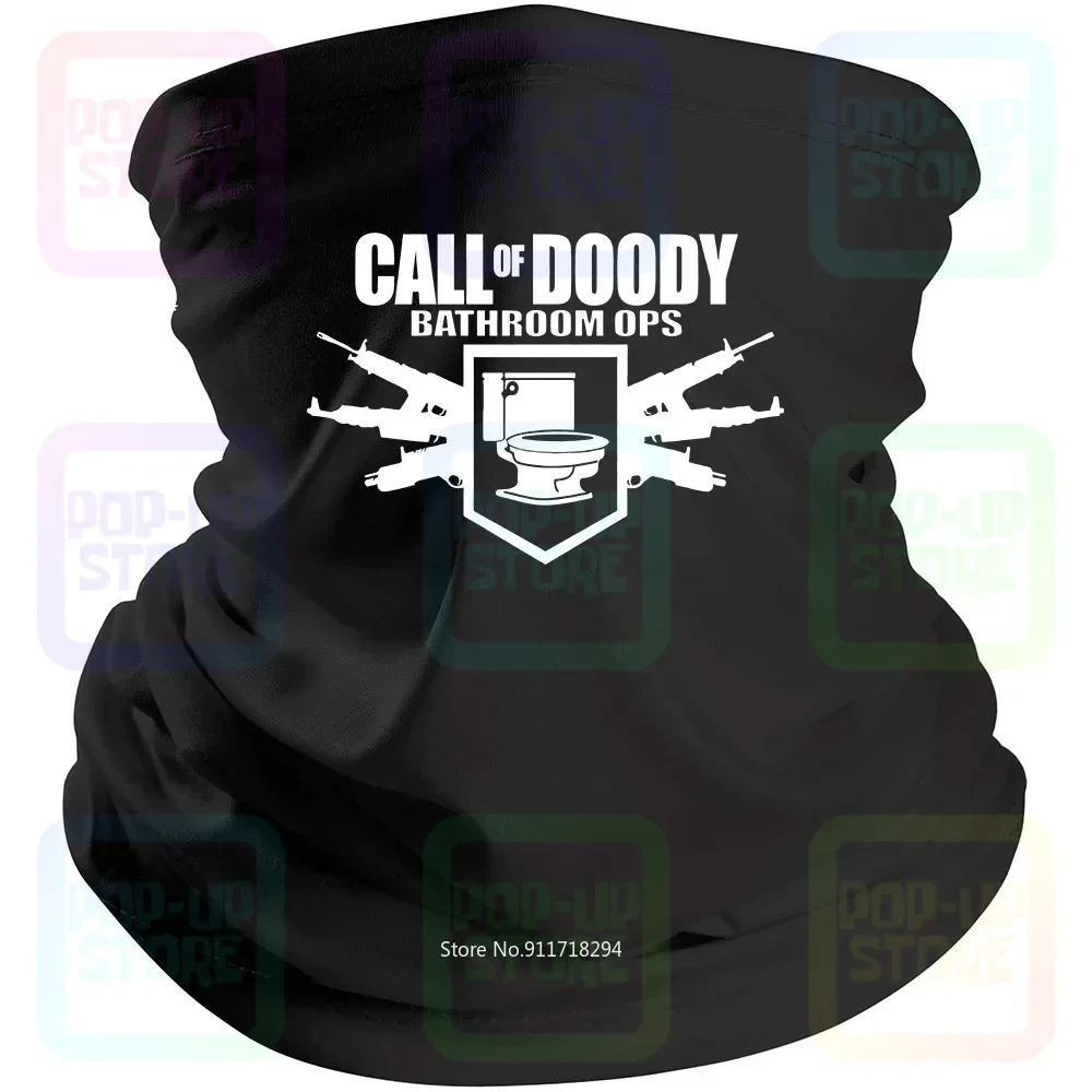 Call Of Doody Duty Bathroom Ops Elite Toliet Gamer Geek Funny Black Bandana Mask Scarf Neck Gaiter Mouth Cover