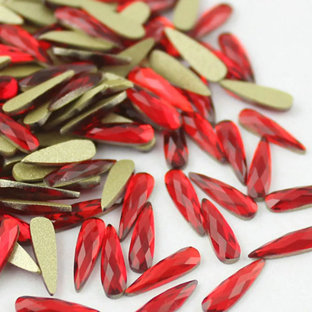 

20Pcs Drop Nail Art Bright Red Flat Back Rhinestones DIY Nail Natural False Nails Polish Acrylic