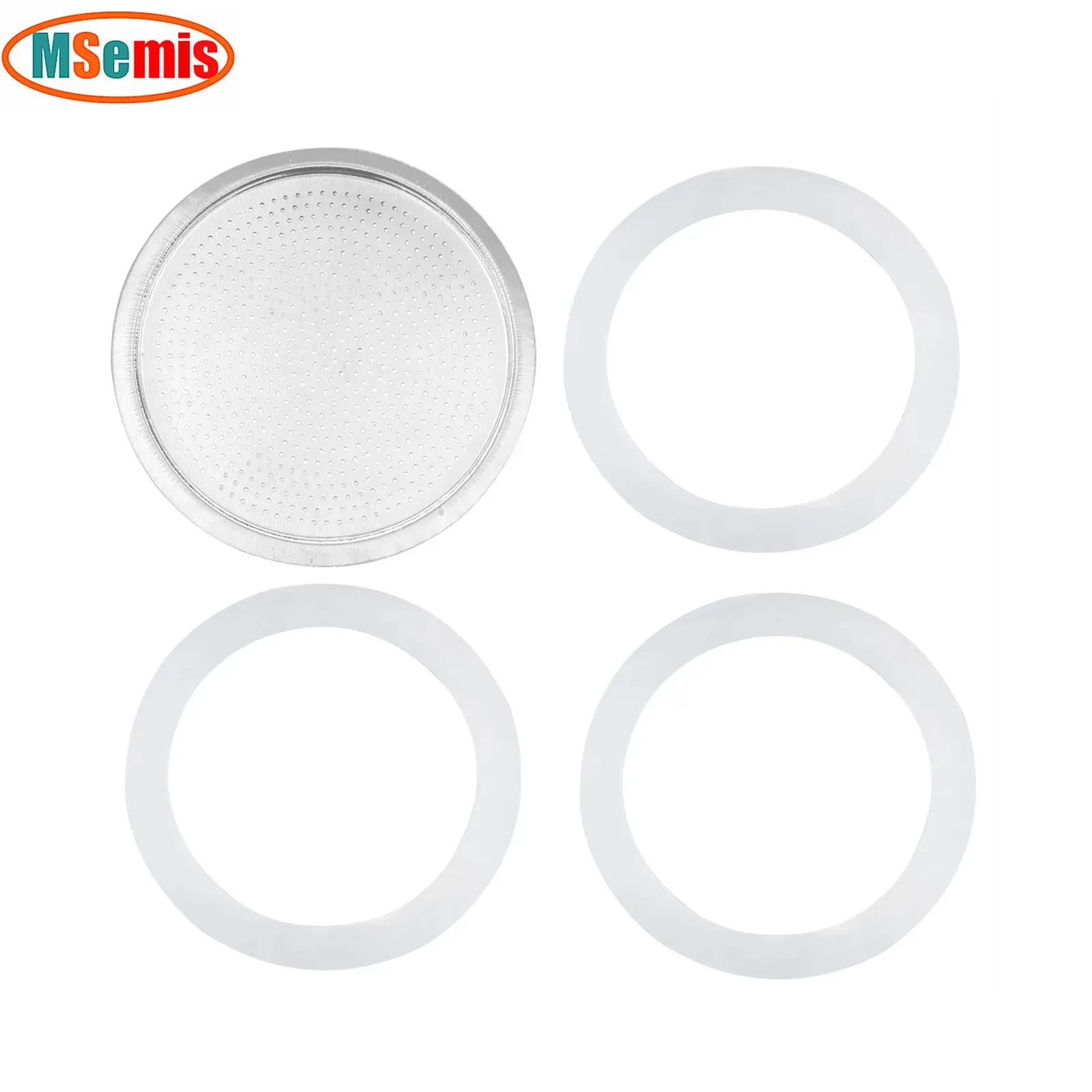 

3/6/9/12 Cup Replacement Silica Gel Gaskets And Aluminum Filter for Moka Pot Coffee Bottle