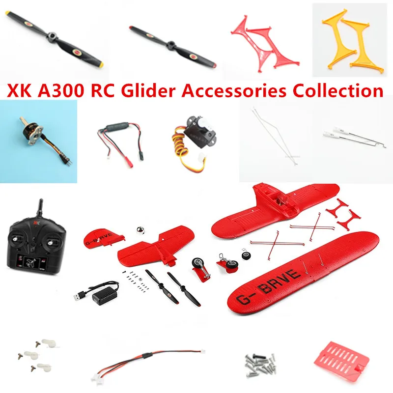 Wltoys XK A300 Glider Accessories Blade Motor Servo ESC Fairing Steel wire Support rod Screw Charger Extension line