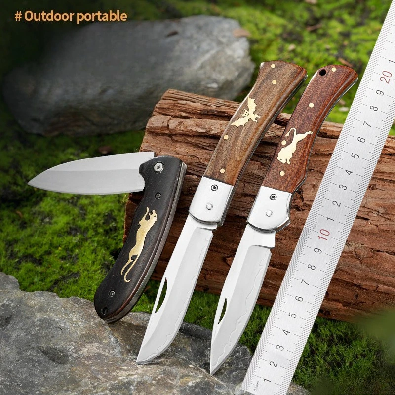 

Folding Knife Cut Meat Slicing Fruit Vegetables Boning Knife Utility Folding Knives Stainless Steel Wooden Handle Kitchen Knives