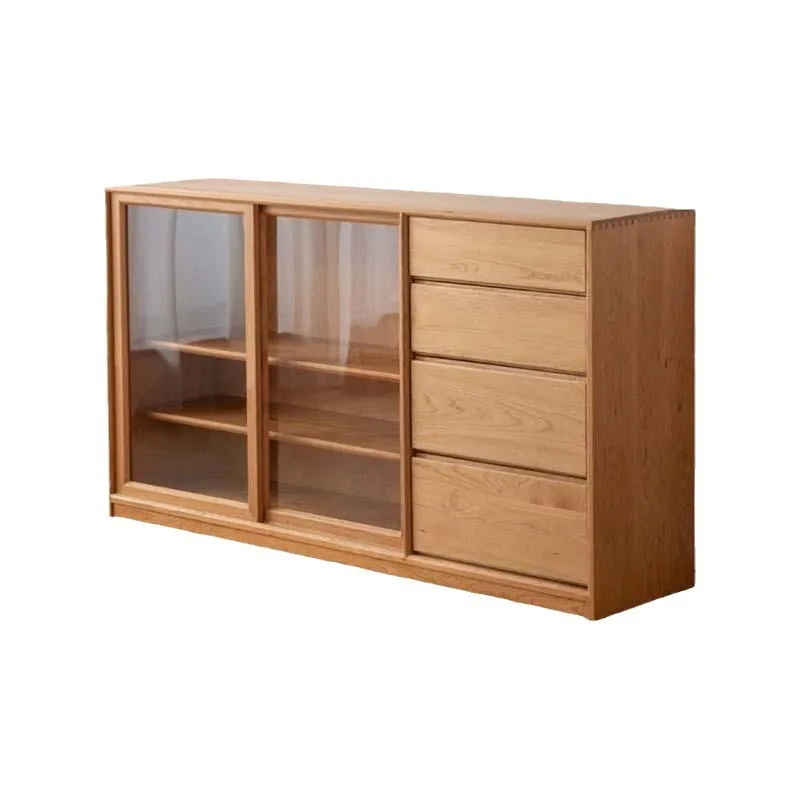 

Шкаф для хранения в гостиной в небольшой квартире, легкий роскошный шкаф-ведро, встроенная стена из массива дерева, современный минималистский стиль