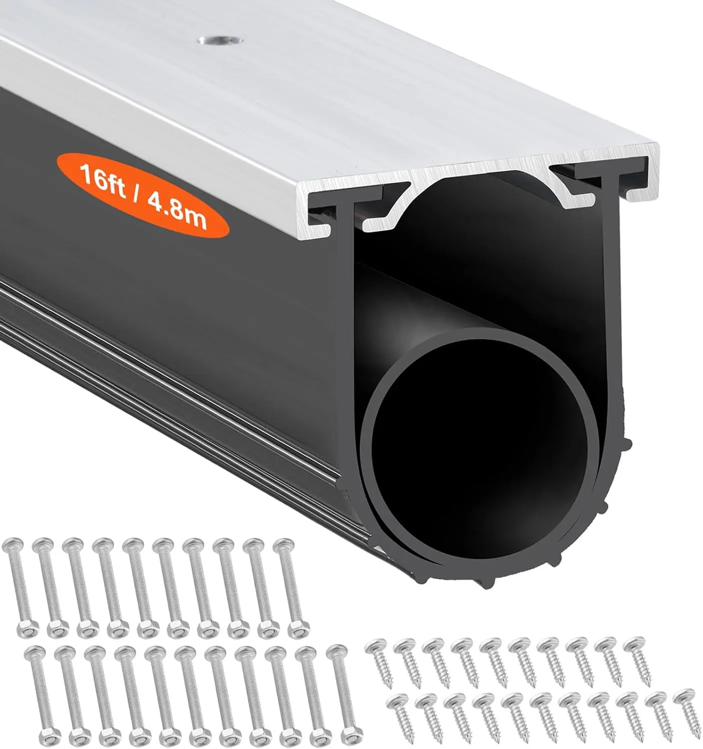 

Garage Door Seals Bottom Rubber, U Shape +O Ring Combination Garage Door Weather Stripping with Pre-drilled Aluminum Track