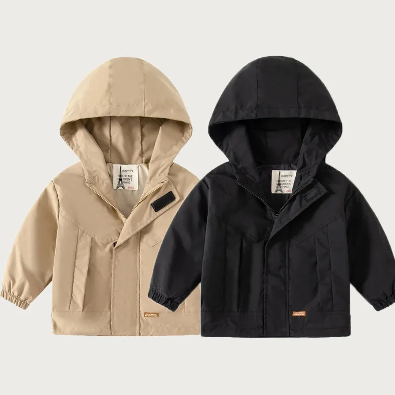 Kids Clothes Windbreaker Coats 2023 Spring Autumn New Boys Trench Jacket Children Windproof Hooded Outerwear 2-6 Years